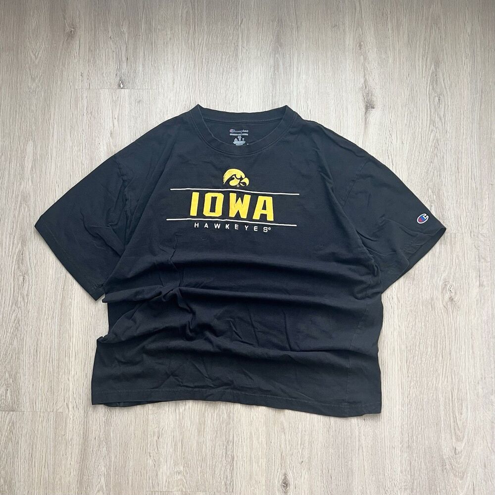 Iowa Hawkeyes Champion T-Shirt Mens XXL Black Short Sleeve NCAA
